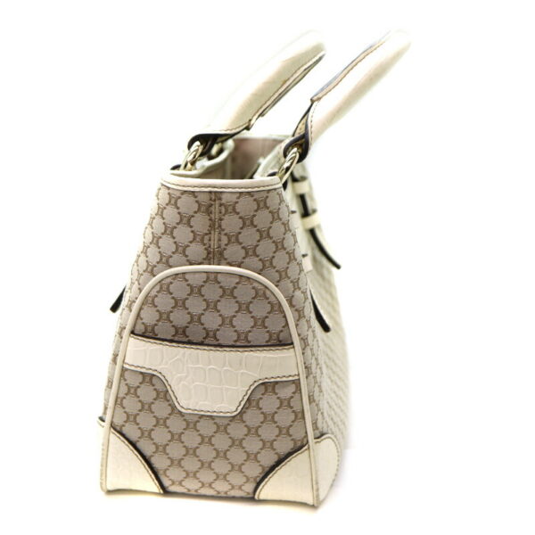 a23 1447 3 Celine Macadam Boogie Bag Leather White Beige