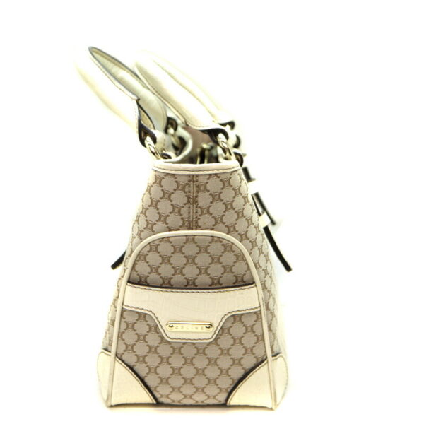 a23 1447 4 Celine Macadam Boogie Bag Leather White Beige