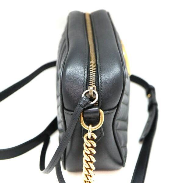 a23 9039 4 Gucci GG Marmont Shoulder Bag Leather Black