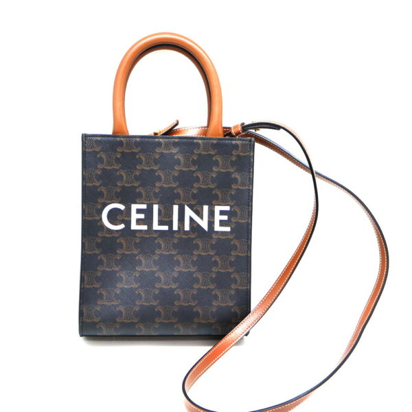 a23 9051 1 Celine Mini Vertical Cover Triomphe Shoulder Bag Brown