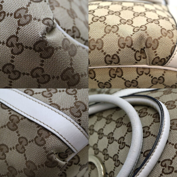 a310005 7 Gucci Tote Bag Canvas Leather White Beige