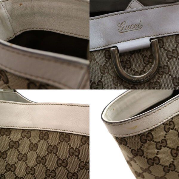 a310005 8 Gucci Tote Bag Canvas Leather White Beige