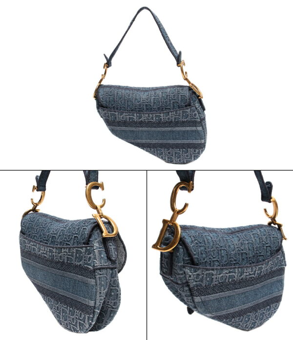 abo0044053 2 Christian Dior Saddle Oblique Denim Shoulder Bag