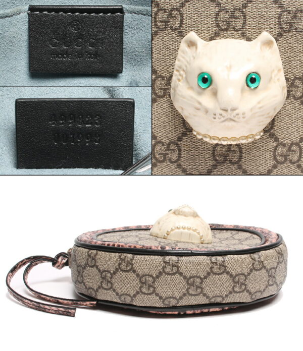 abo0051525 4 Gucci Elf Cat Head GG Supreme Python Chain Shoulder Bag