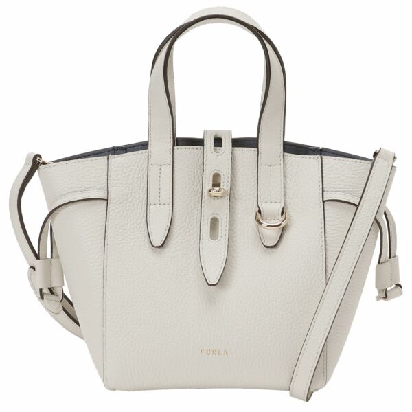 bbfu00483l 1 Furla Net Mini 2WAY Leather Tote Bag White