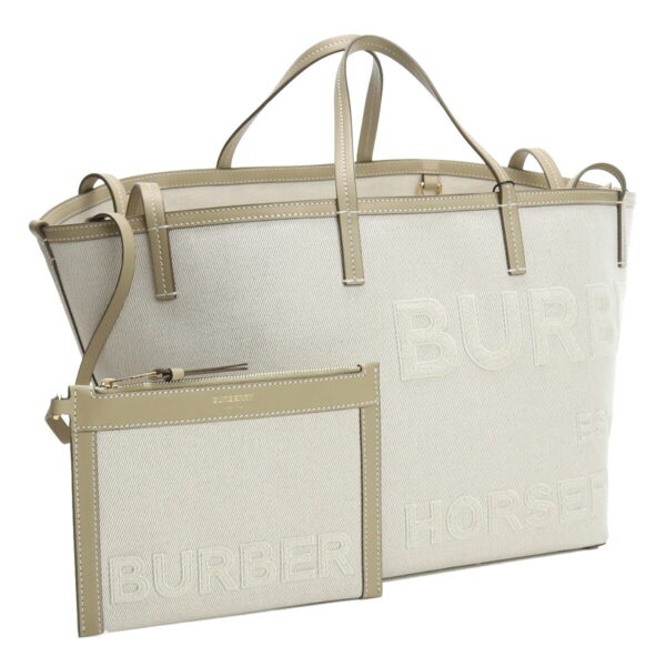 bur8043104011 1 Burberry Tote Bag Canvas Ecru Beige