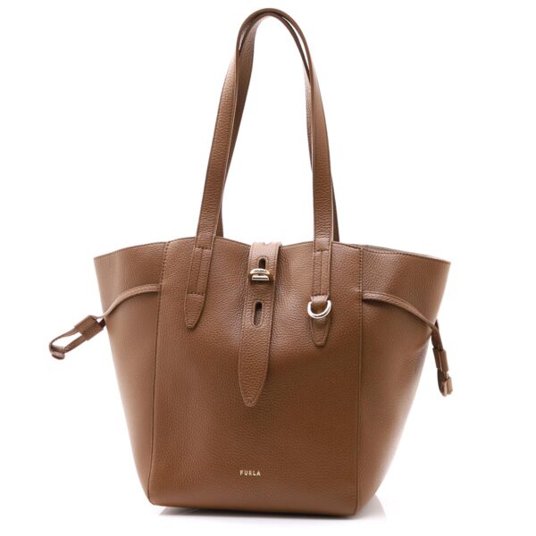 bzt0fua hsf 03b01 Furla Net Leather Tote Bag Brown