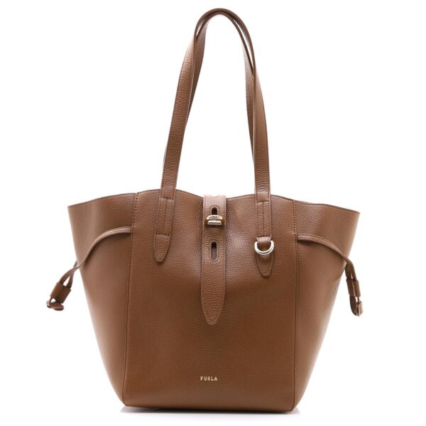 bzt0fua hsf 03b02 Furla Net Leather Tote Bag Brown