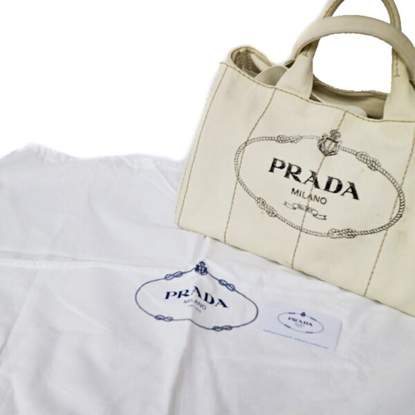 c21 1447 14 Prada Kanapa Tote Bag White Canvas