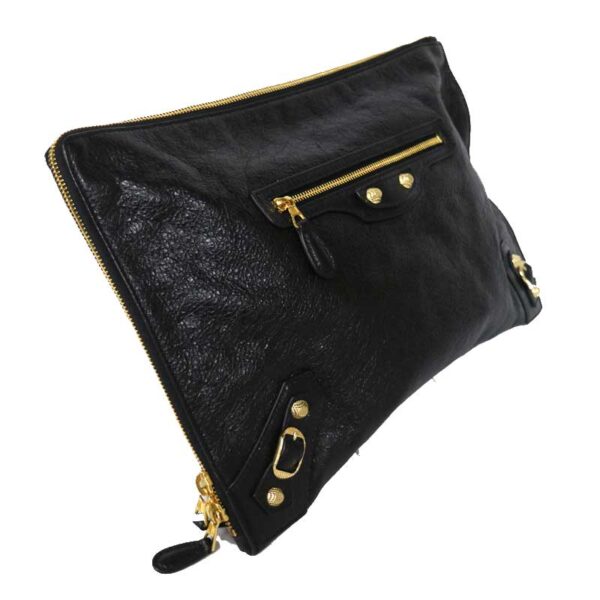 c21 1583 2 Balenciaga Giant Clutch Leather Black