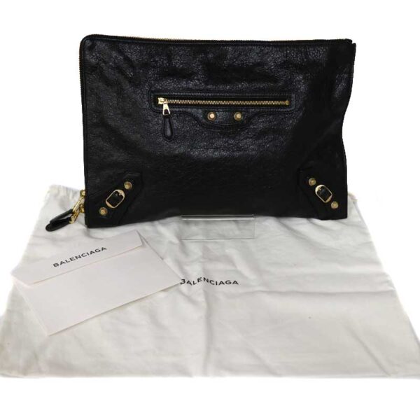 c21 1583 9 Balenciaga Giant Clutch Leather Black