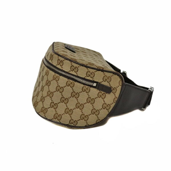 c21 4839 3 Gucci Waist Bag Body Bag GG Canvas Leather Brown