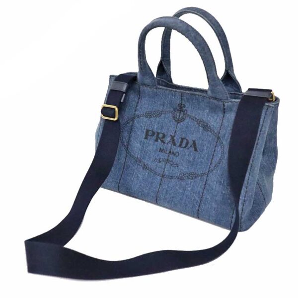 c21 5951 11 Prada Kanapa Denim Tote Bag Blue Denim Canvas