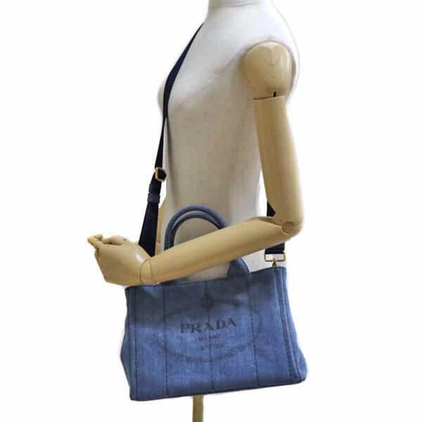 c21 5951 12 Prada Kanapa Denim Tote Bag Blue Denim Canvas