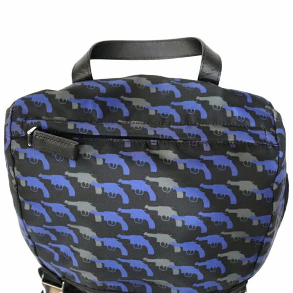 c21 6426 14 Prada Backpack Gun Pistol Pattern Blue Black Nylon