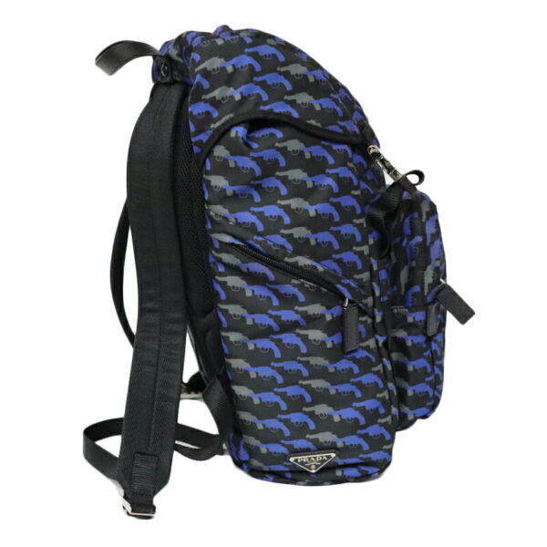 c21 6426 3 Prada Backpack Gun Pistol Pattern Blue Black Nylon