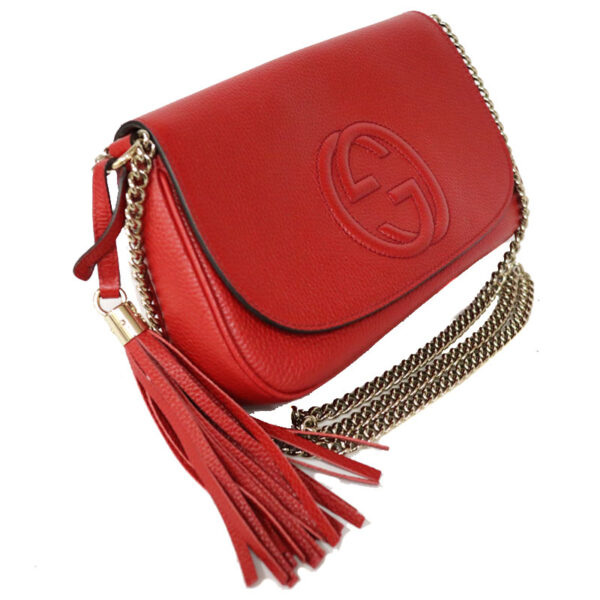 c21 6649 2 Gucci Soho Interlocking Shoulder Bag Leather Tassel Red