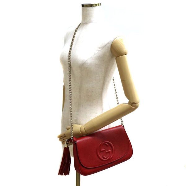 c21 6649 6 Gucci Soho Interlocking Shoulder Bag Leather Tassel Red