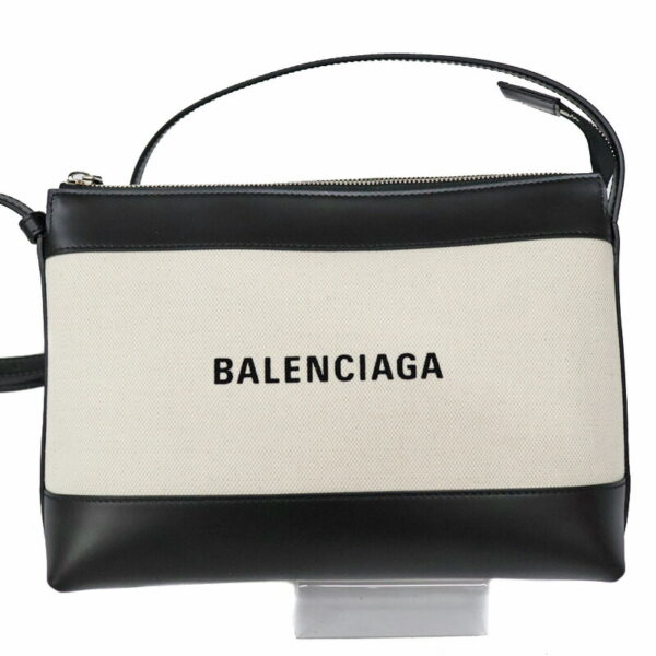 c21 7277 2 Balenciaga Shoulder Bag Leather Black Ivory