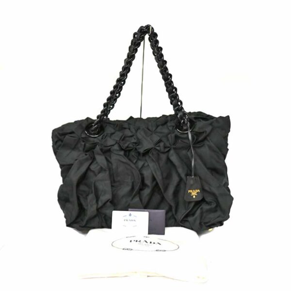 c21 967 10 Prada Chain Tote Bag Black Plastic