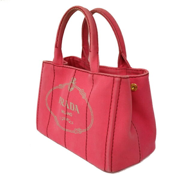 c22 1177 3 Prada Kanapa Tote Bag Pink Canvas 2WAY