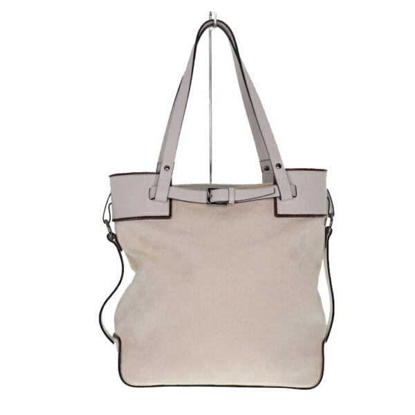 c22 157 1 Gucci GG Shoulder Tote Bag Canvas Leather White