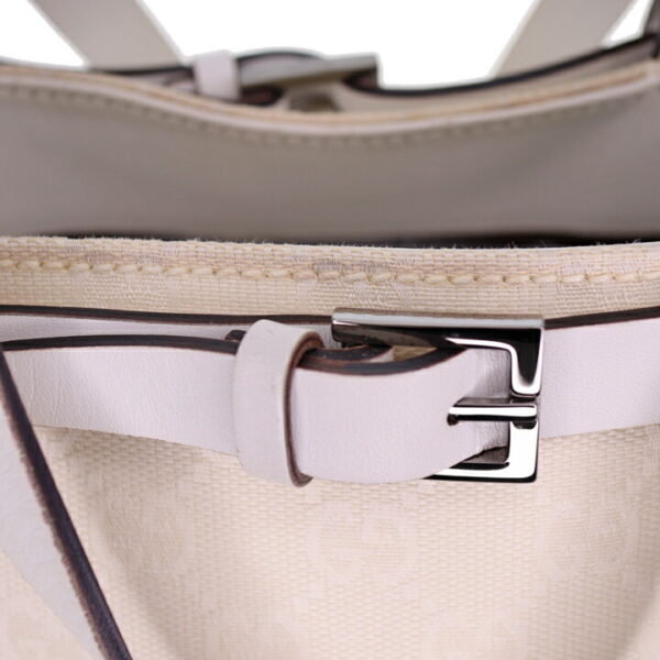 c22 157 13 Gucci GG Shoulder Tote Bag Canvas Leather White