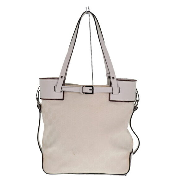 c22 157 3 Gucci GG Shoulder Tote Bag Canvas Leather White