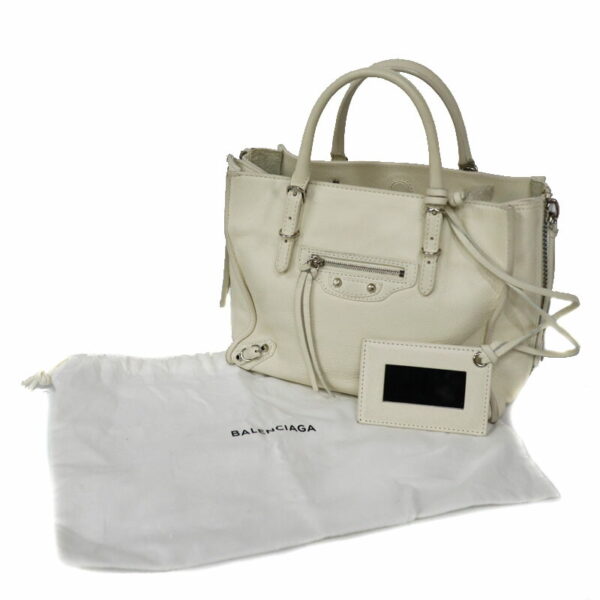 c22 1763 19 Balenciaga Mini Paper Handbag Leather White