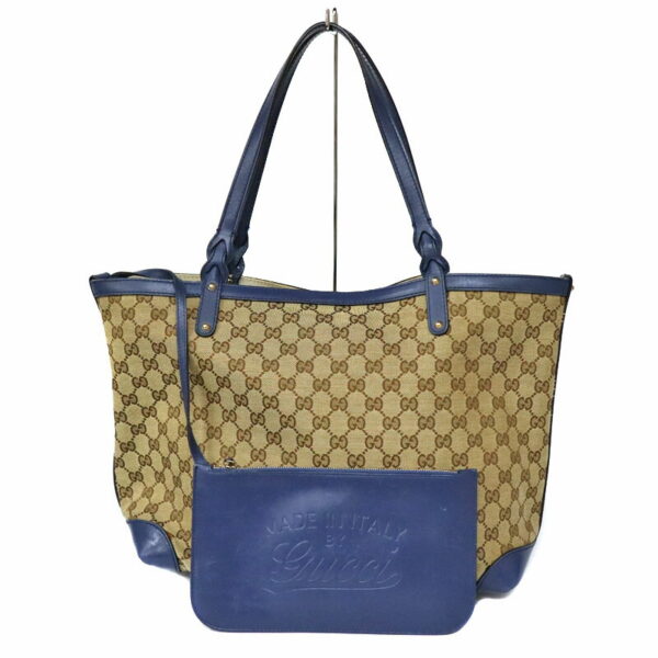 c22 196 1 Gucci GG Tote Bag Canvas Blue Brown