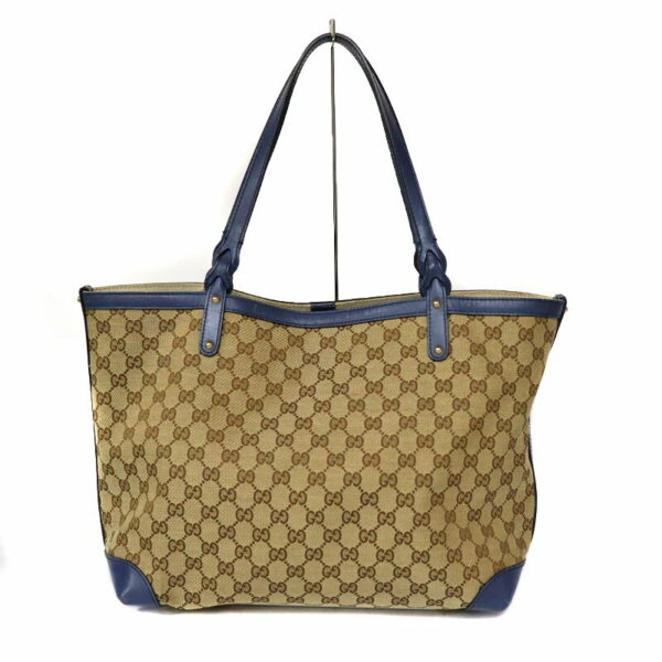 c22 196 2 Gucci GG Tote Bag Canvas Blue Brown