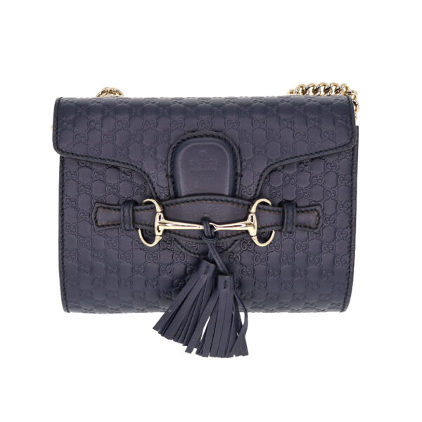 c22 2249 1 Gucci Chain Shoulder Bag GG Micro Guccisima Leather Blue Tassel