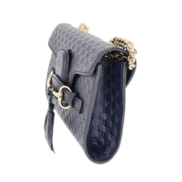 c22 2249 4 Gucci Chain Shoulder Bag GG Micro Guccisima Leather Blue Tassel