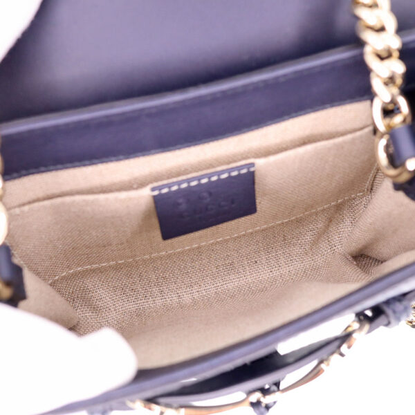 c22 2249 6 Gucci Chain Shoulder Bag GG Micro Guccisima Leather Blue Tassel