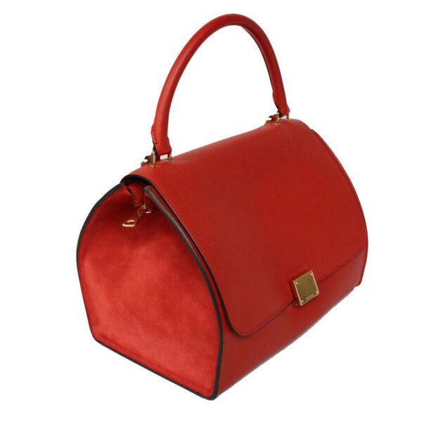 c22 2914 2 Celine Trapeze 2WAY Handbag Red Leather