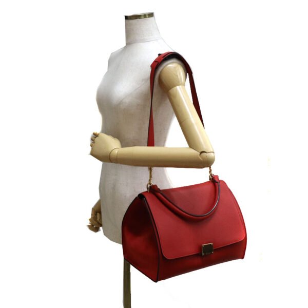 c22 2914 9 Celine Trapeze 2WAY Handbag Red Leather