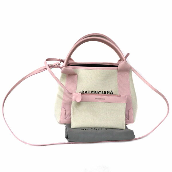 c22 4668 13 Balenciaga Cabas XS 2WAY Bag Canvas Leather Pink