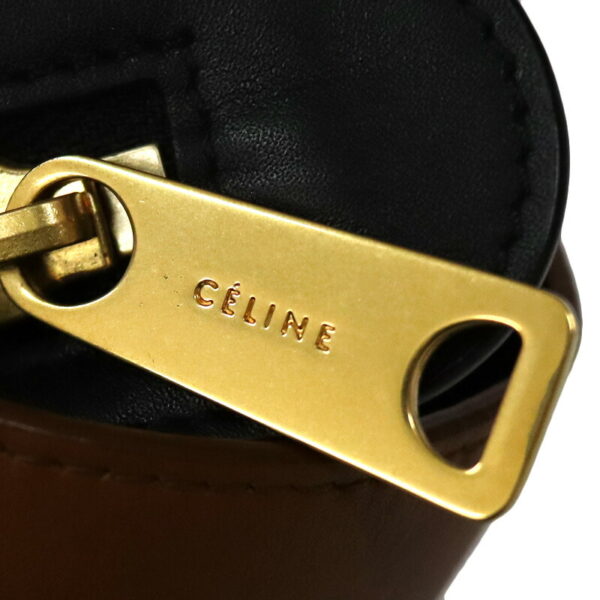 c22 5826 14 Celine Trapeze Small Tricolor Leather Bag Olive Green Black Brown