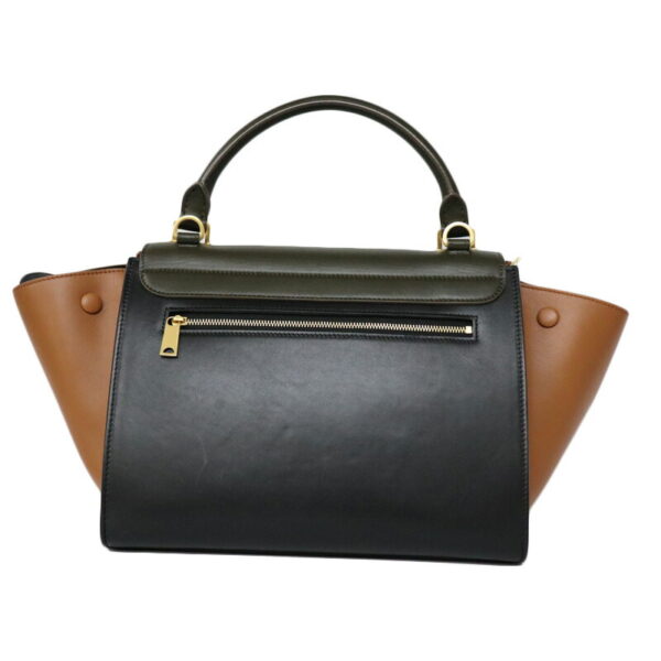 c22 5826 2 Celine Trapeze Small Tricolor Leather Bag Olive Green Black Brown