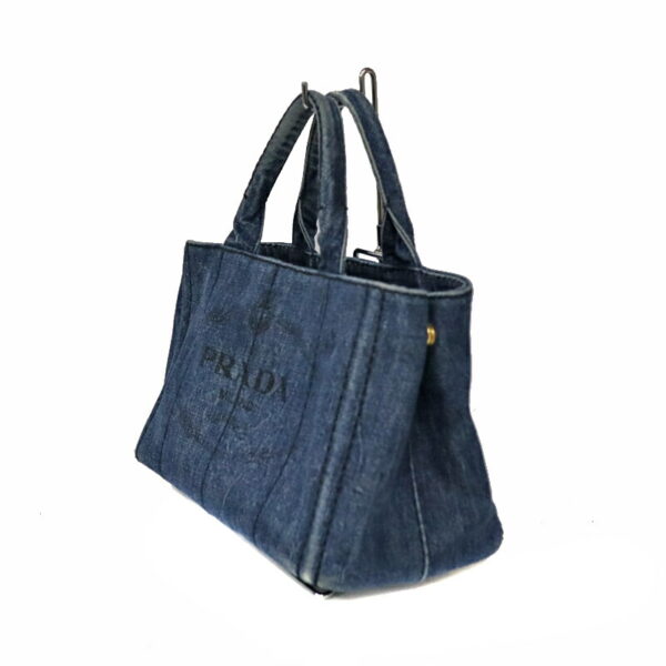 c22 5970 2 Prada Canapa Denim Tote Bag Handbag 2WAY Denim Canvas Blue