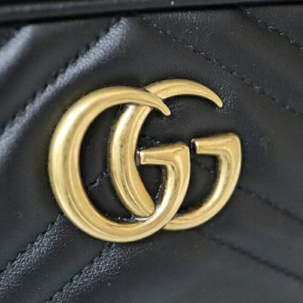 c22 6120 7 Gucci GG Marmont Shoulder Bag Leather Black