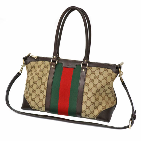 c22 743 1 Gucci GG Tote Bag Canvas Leather Brown