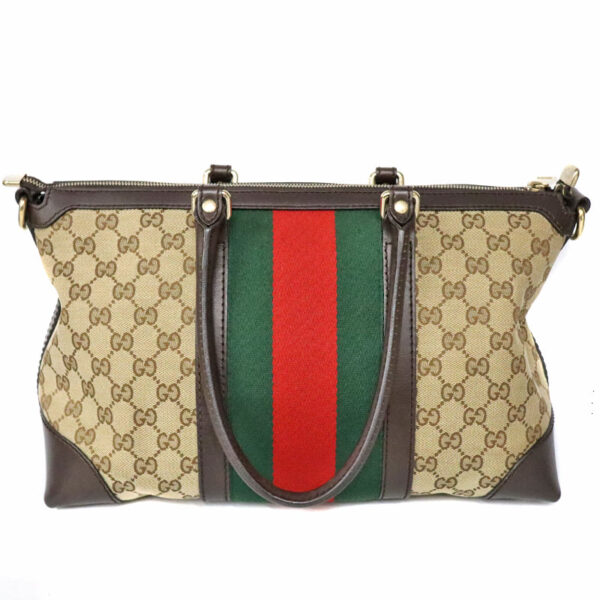 c22 743 3 Gucci GG Tote Bag Canvas Leather Brown