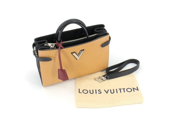 compass1667199853 Louis Vuitton Twist Tote 2way Hand Shoulder Bag Epi Leather Camel