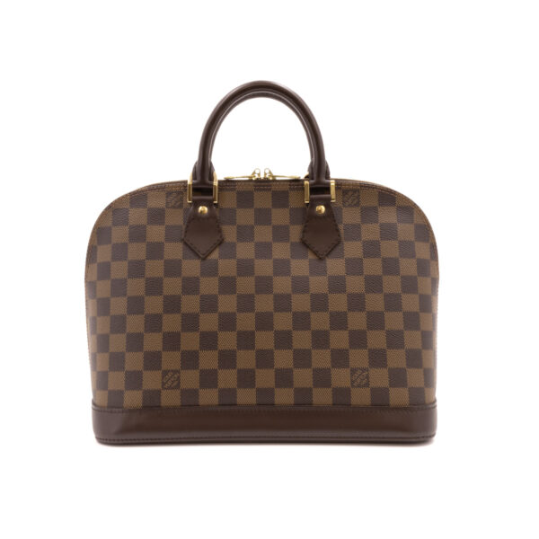 compass1681790593 Louis Vuitton Alma Handbag Damier Canvas Leather Brown