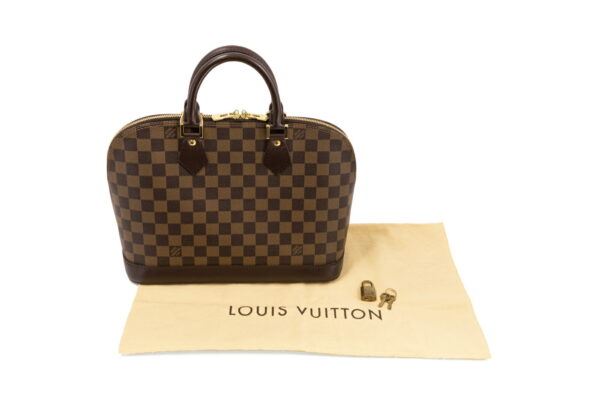 compass1681791695 Louis Vuitton Alma Handbag Damier Canvas Leather Brown