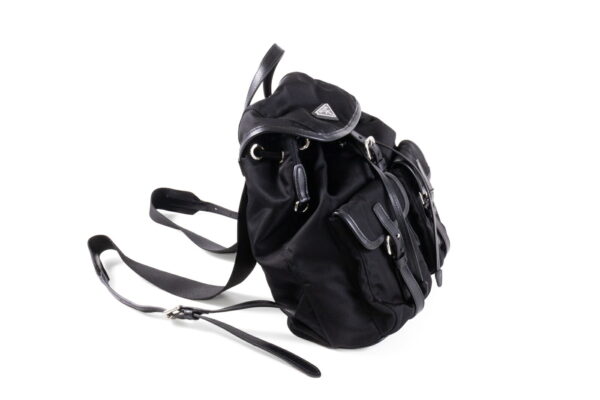 compass1683092432 Prada Small Re Nylon Backpack Rucksack Saffiano Leather Black