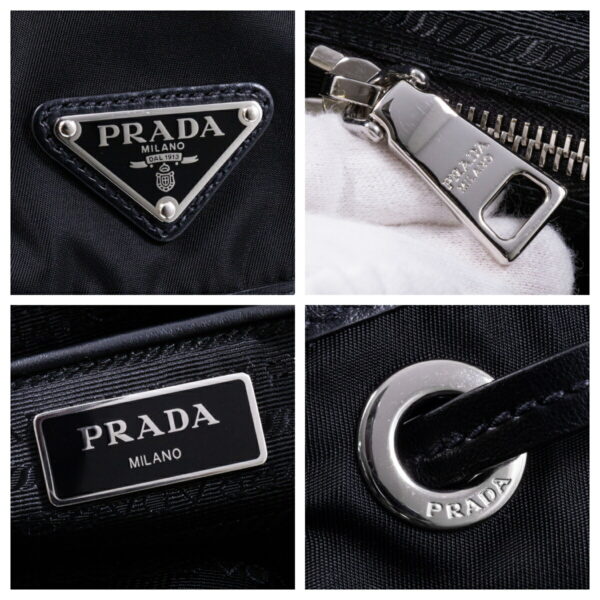 compass1683092483 Prada Small Re Nylon Backpack Rucksack Saffiano Leather Black