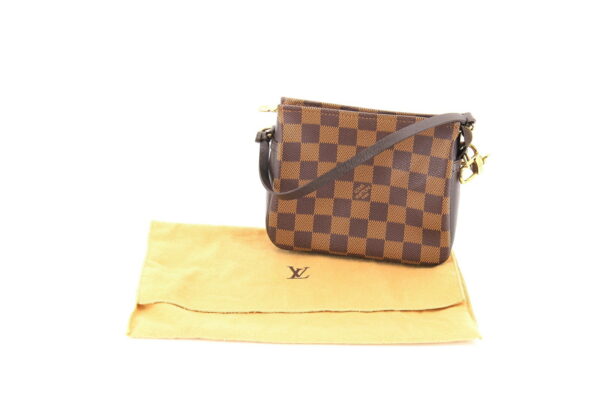 compass1684546705 Louis Vuitton Truth Handbag Pouch Damier Canvas Leather Brown