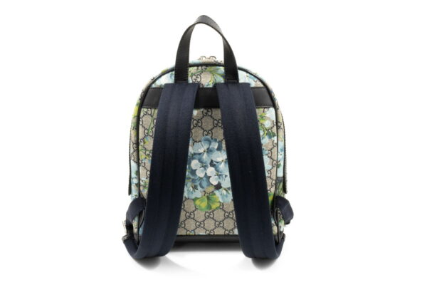 compass1686550980 Gucci GG Blooms Backpack Rucksack GG Supreme Leather Beige Blue Flower